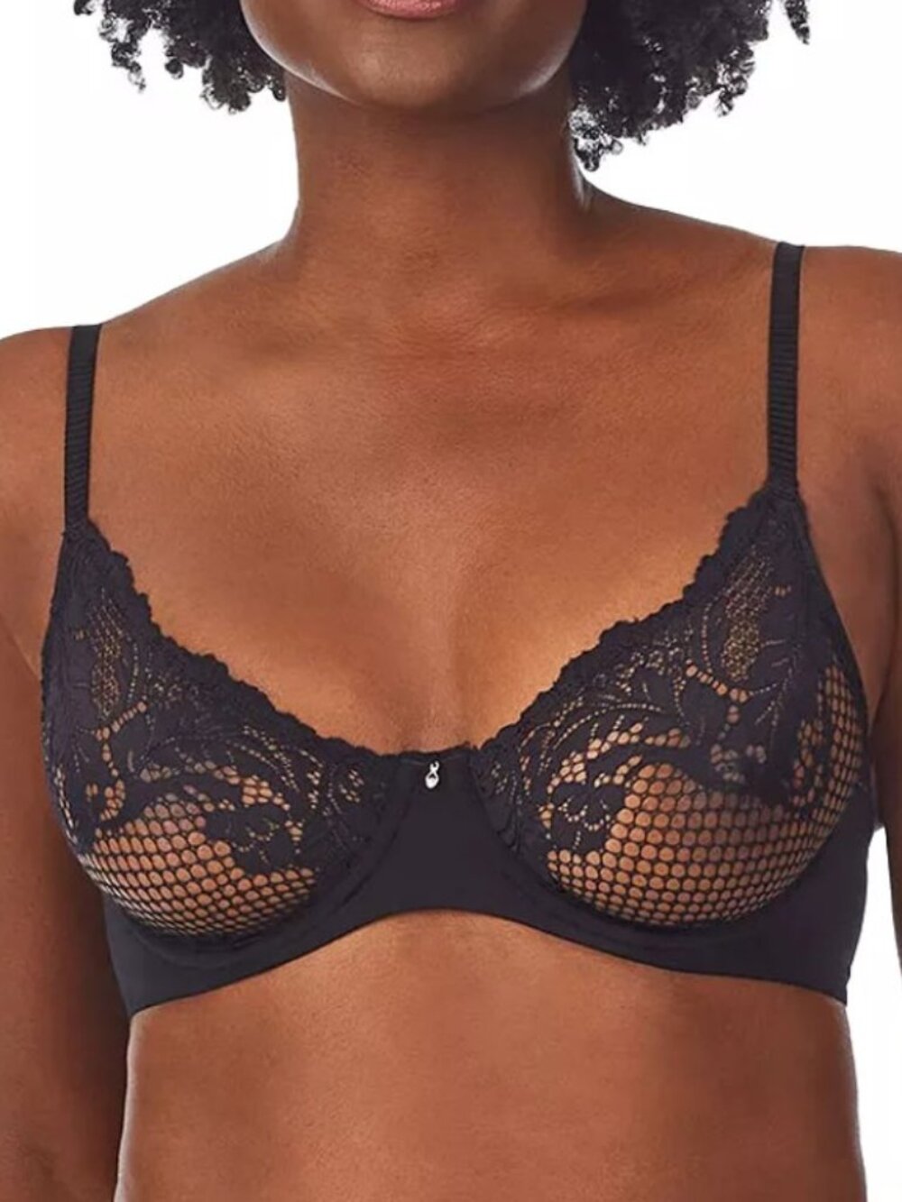 Le Mystère Lace Allure Underwire Demi Bra Black Lace 32G Unlined